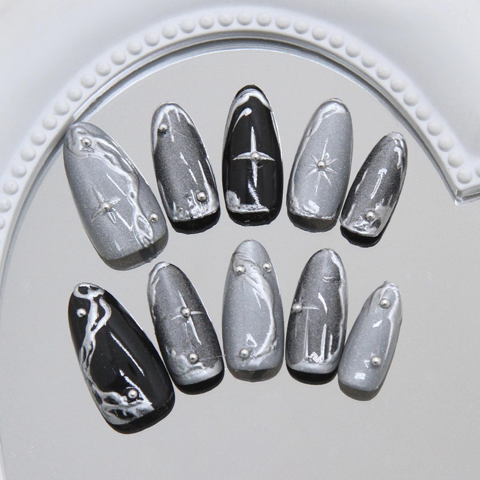 MISUD silver chrome accent macro showing reflective contrast and polish