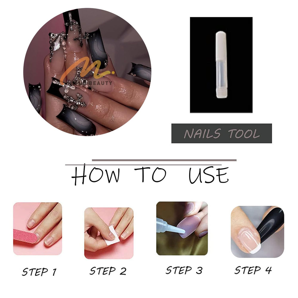 MISUD worn on hands in a lifestyle shot showcasing bold goth French tips for event-ready benefit