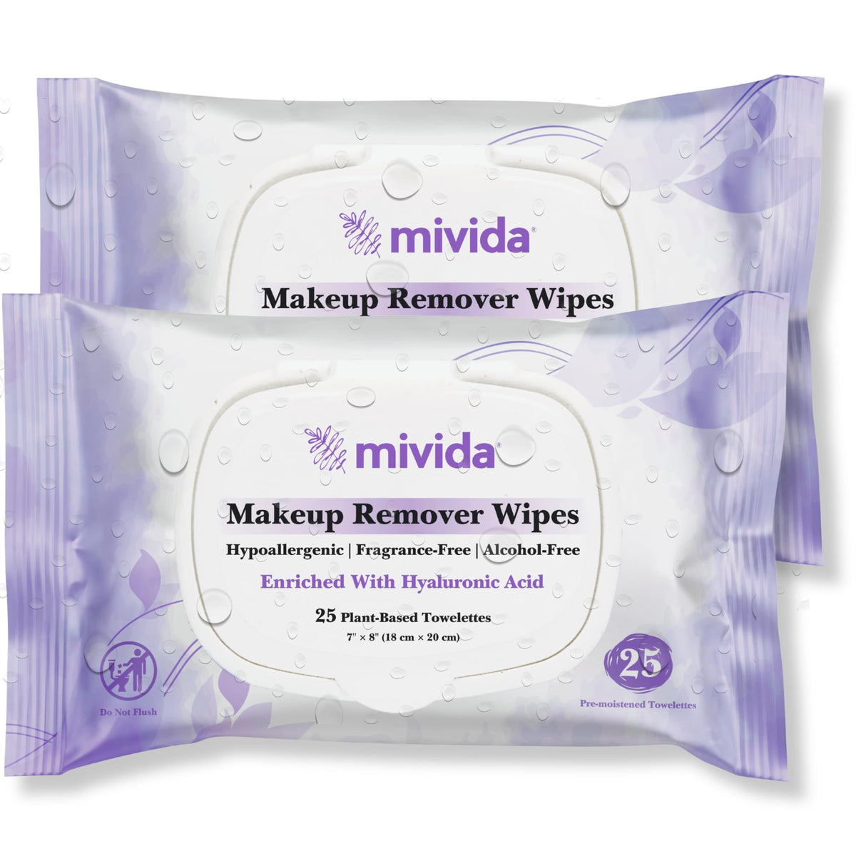 mivida front packaging showing twin 25-count packs and travel convenience