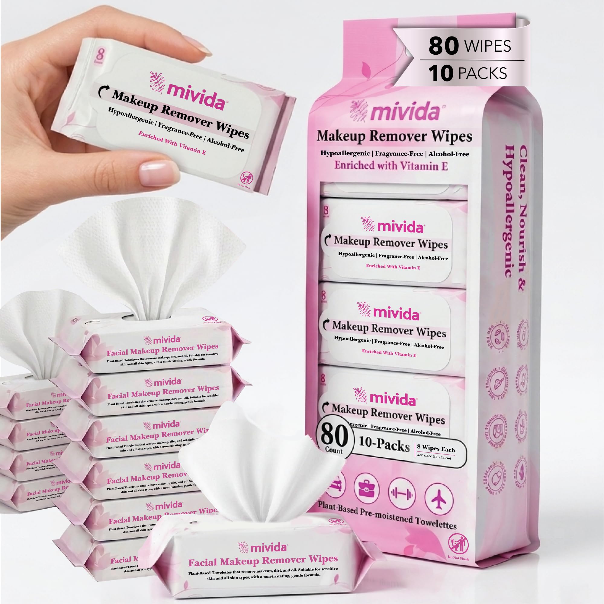 mivida front packshot showing ten mini packs and travel convenience