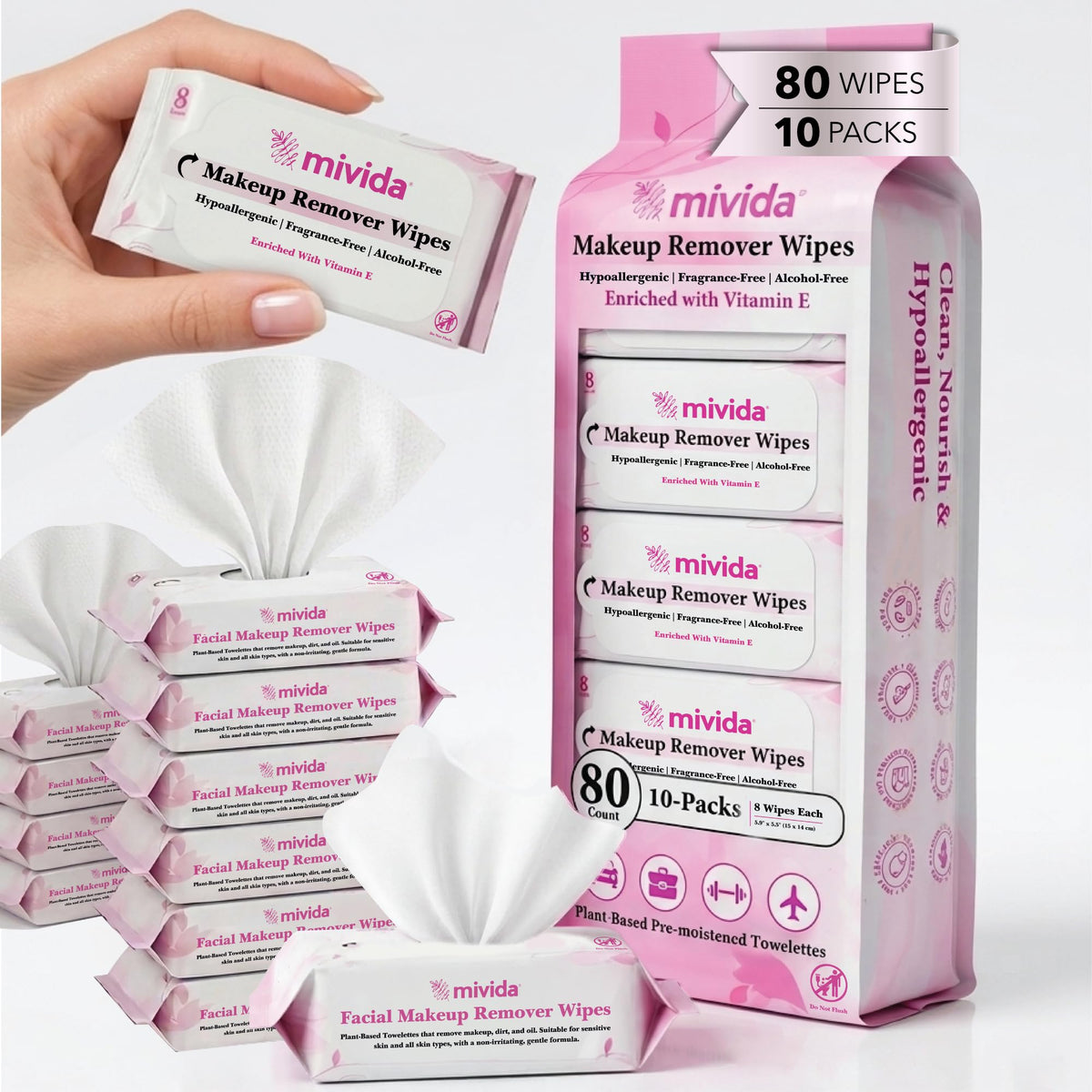 mivida front packshot showing ten mini packs and travel convenience