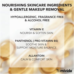 mivida ingredient label highlighting vitamin E and gentle formulation