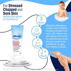 Mivolis close-up ingredient panel highlighting panthenol content and clean formulation benefits