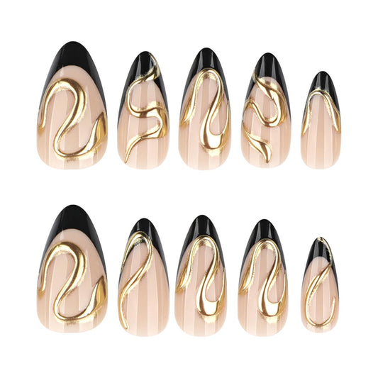 Mivota close-up of 3D gold chrome swirl offering eye-catching shine