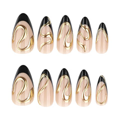 Mivota close-up of 3D gold chrome swirl offering eye-catching shine