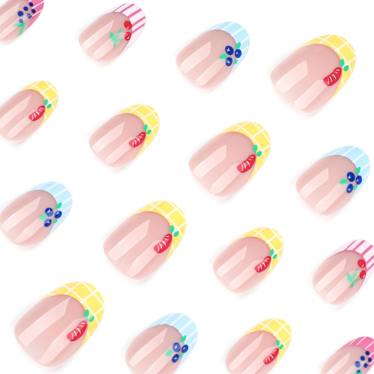 Mivota close-up of colorful fruit and pastel stripe designs for playful style