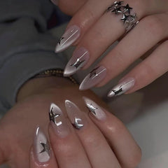 Mivota front packaging showing almond cat eye nails and included tools for an instant salon look