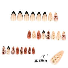 Mivota glossy brown almond full set showing cohesive look