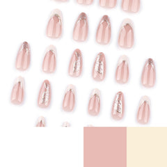 Mivota kit contents with glue, tabs, file, and cuticle stick for complete at-home manicure