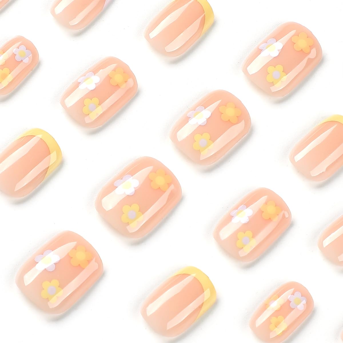 Mivota nails laid out by size with sticky adhesive sheet visible for easy selection
