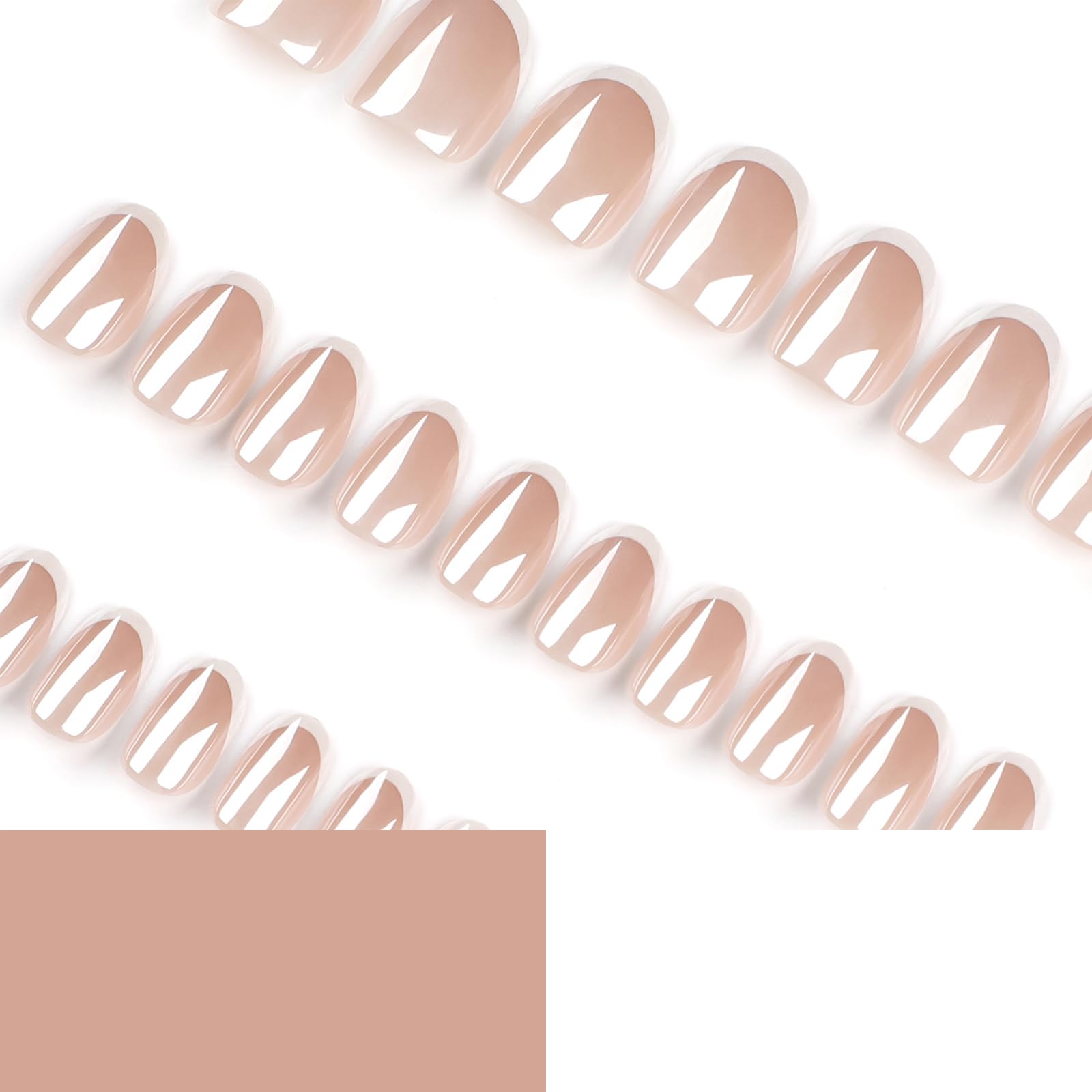 Mivota nails in hand scale image showing short oval length and natural feel benefit comfortable wear