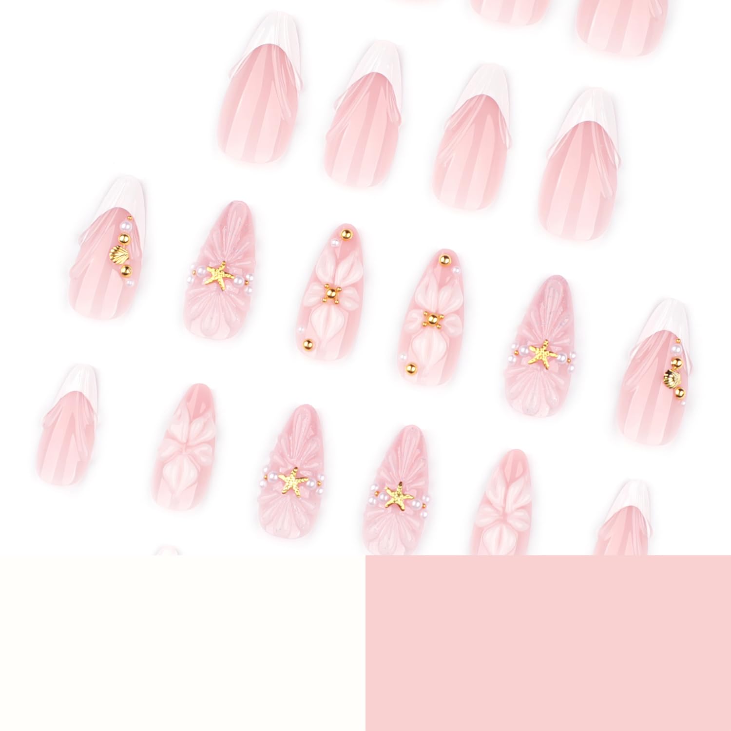 Mivota nails worn on hands at the beach conveying a polished summer look