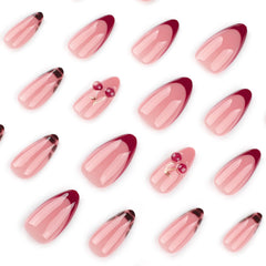 Mivota red French tips and leopard pattern detail for statement style