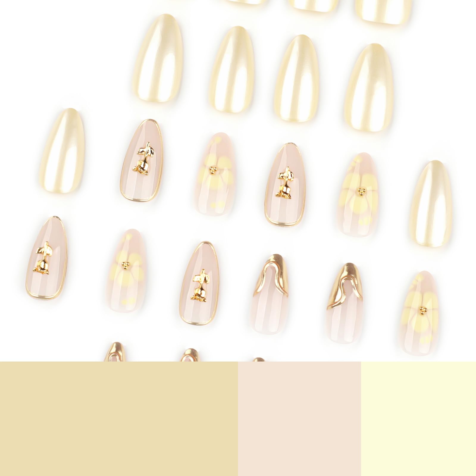 Mivota 24 nails laid out with size chart illustrating assortment and coverage