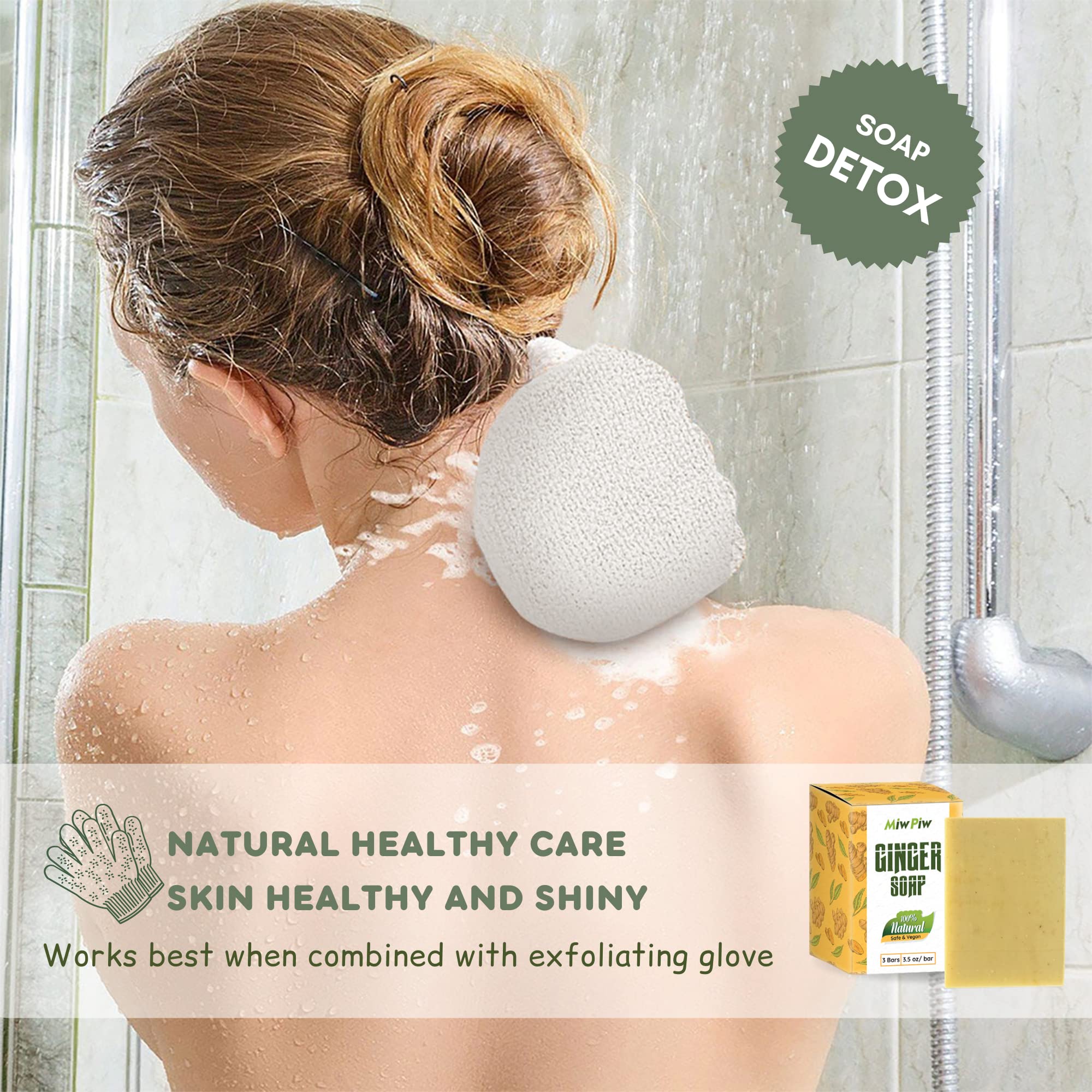 Miw Piw ginger soap rich lather on palm for deep clean and gentle foam