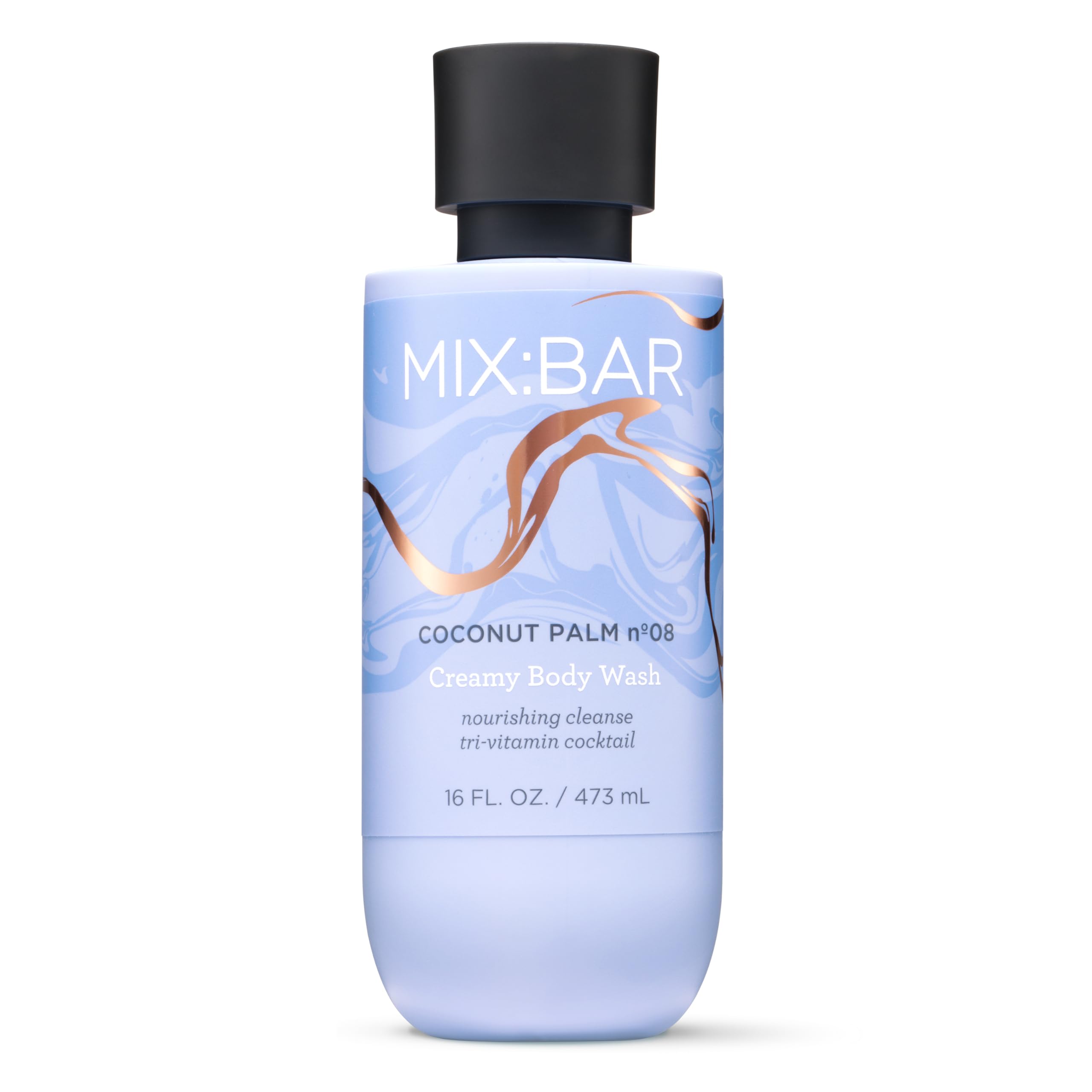 MIX:BAR front bottle showing coconut palm scent and 16oz size for easy identification