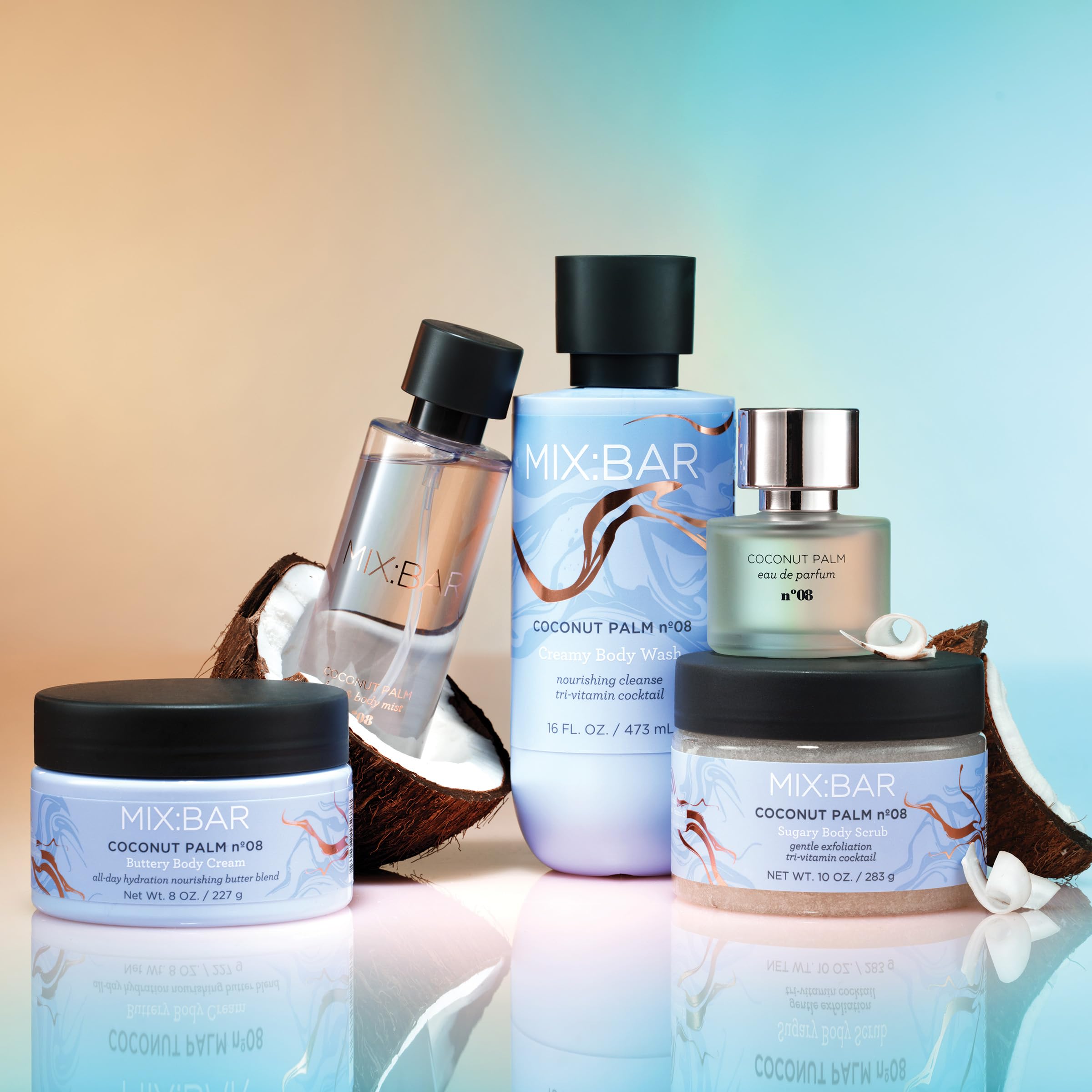 MIX:BAR label detail highlighting niacinamide, panthenol, and vitamin E benefits