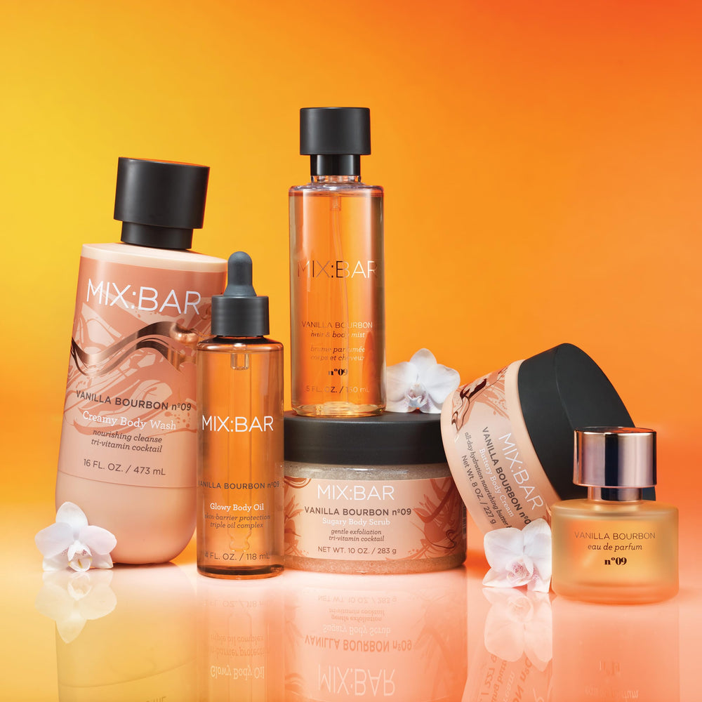 MIX:BAR oils and botanicals with jojoba and avocado emphasizing nourishing formula