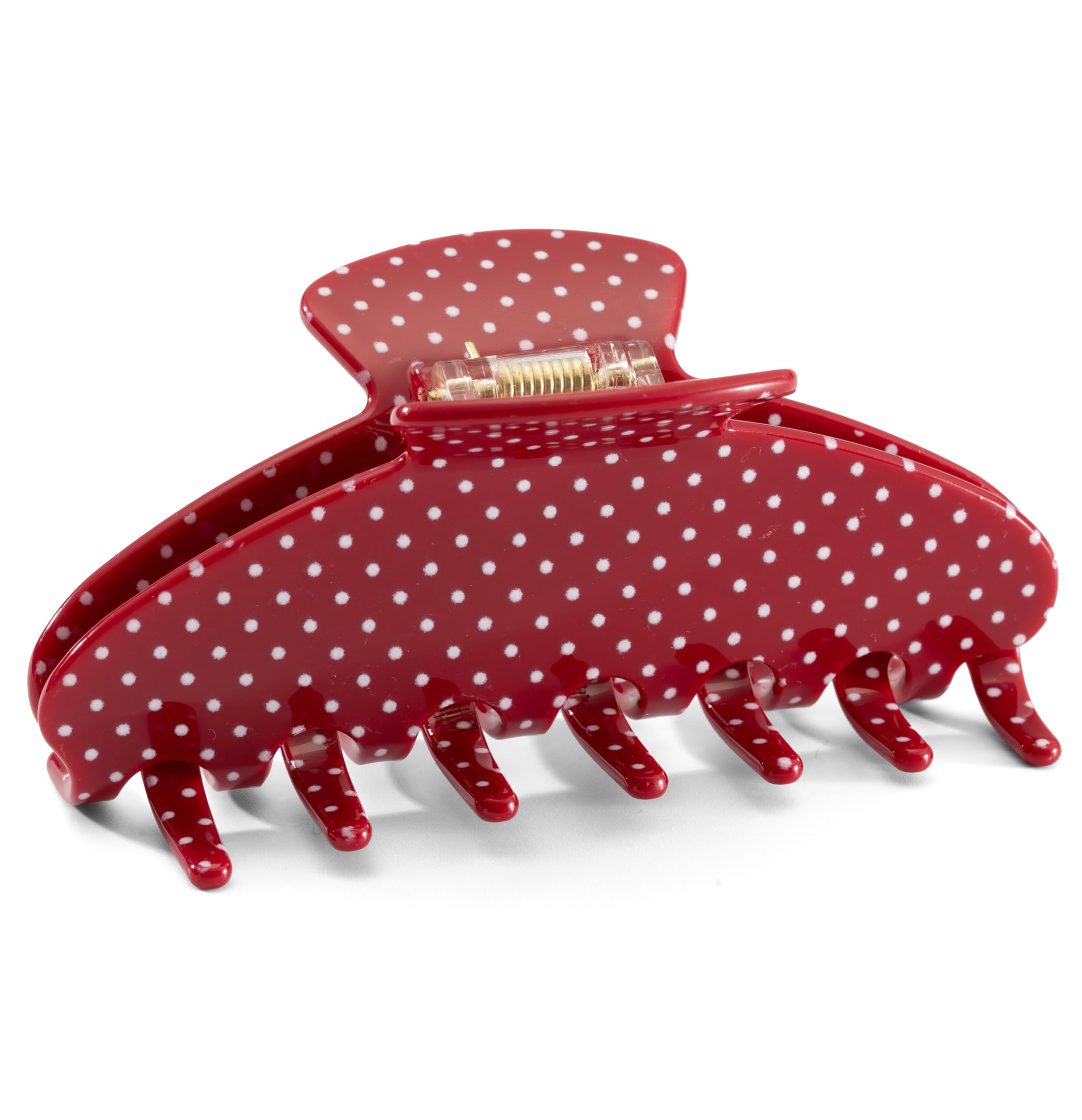 Mixcbe red polka dot claw front view adds style and solid hold