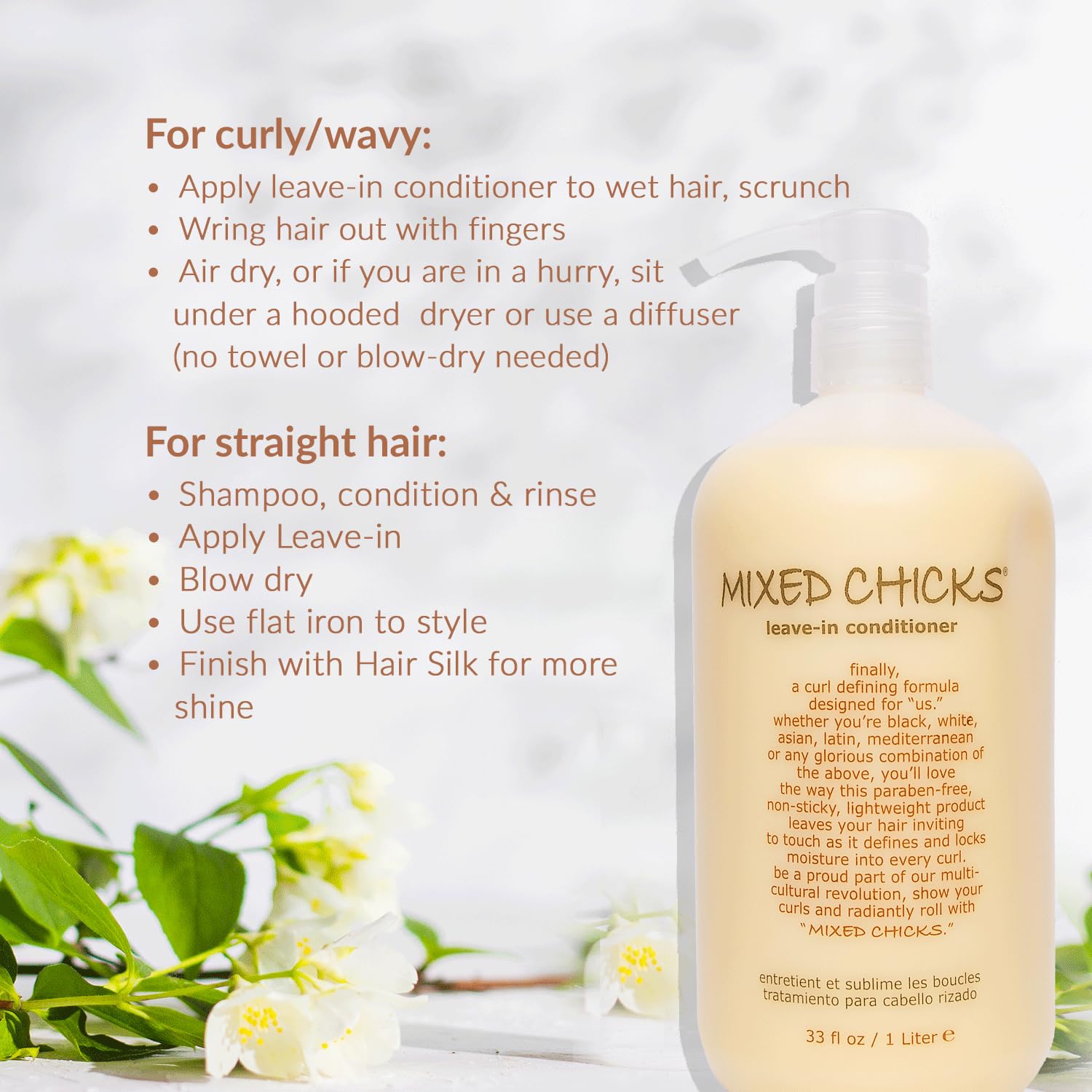 Mixed Chicks before and after photo demonstrating reduced frizz
