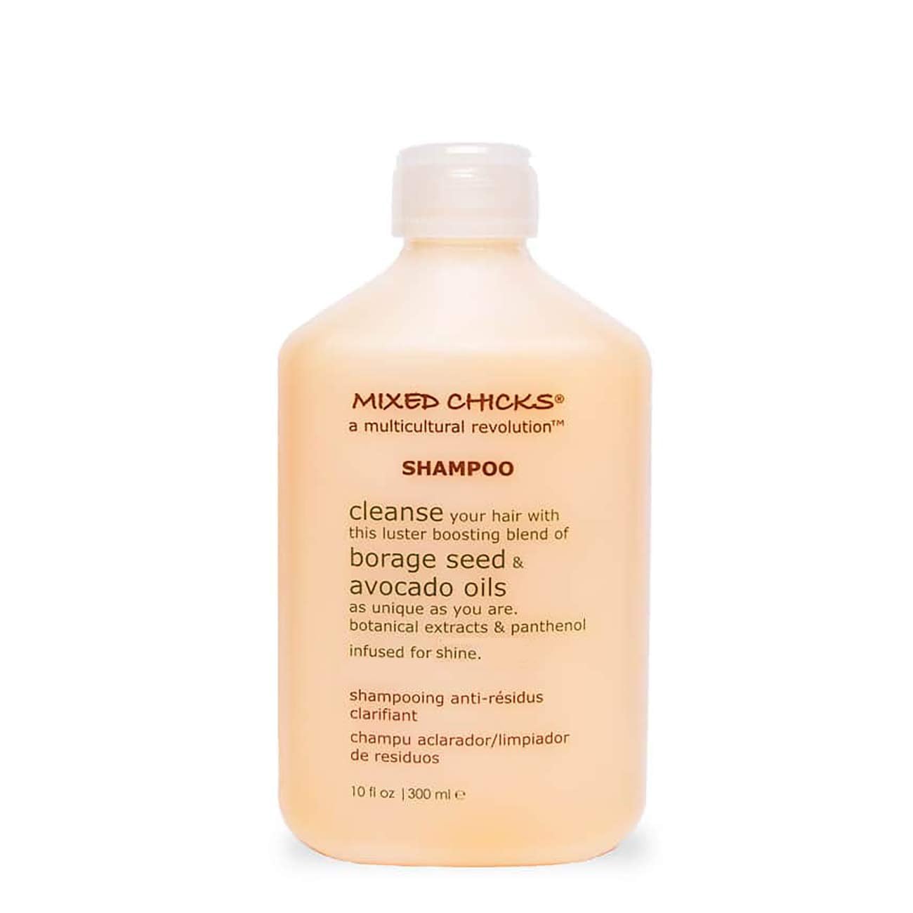Mixed Chicks front packaging showing clarifying shampoo and benefits