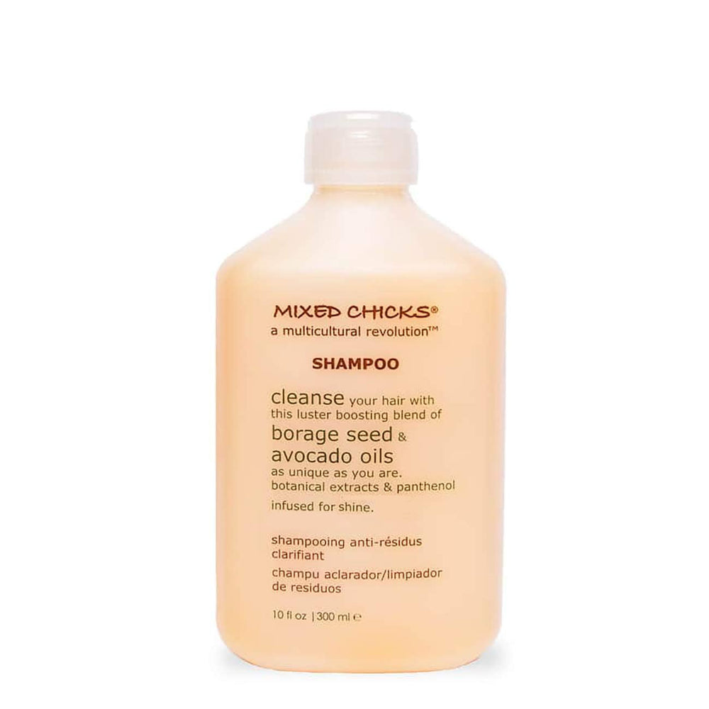 Mixed Chicks front packaging showing clarifying shampoo and benefits