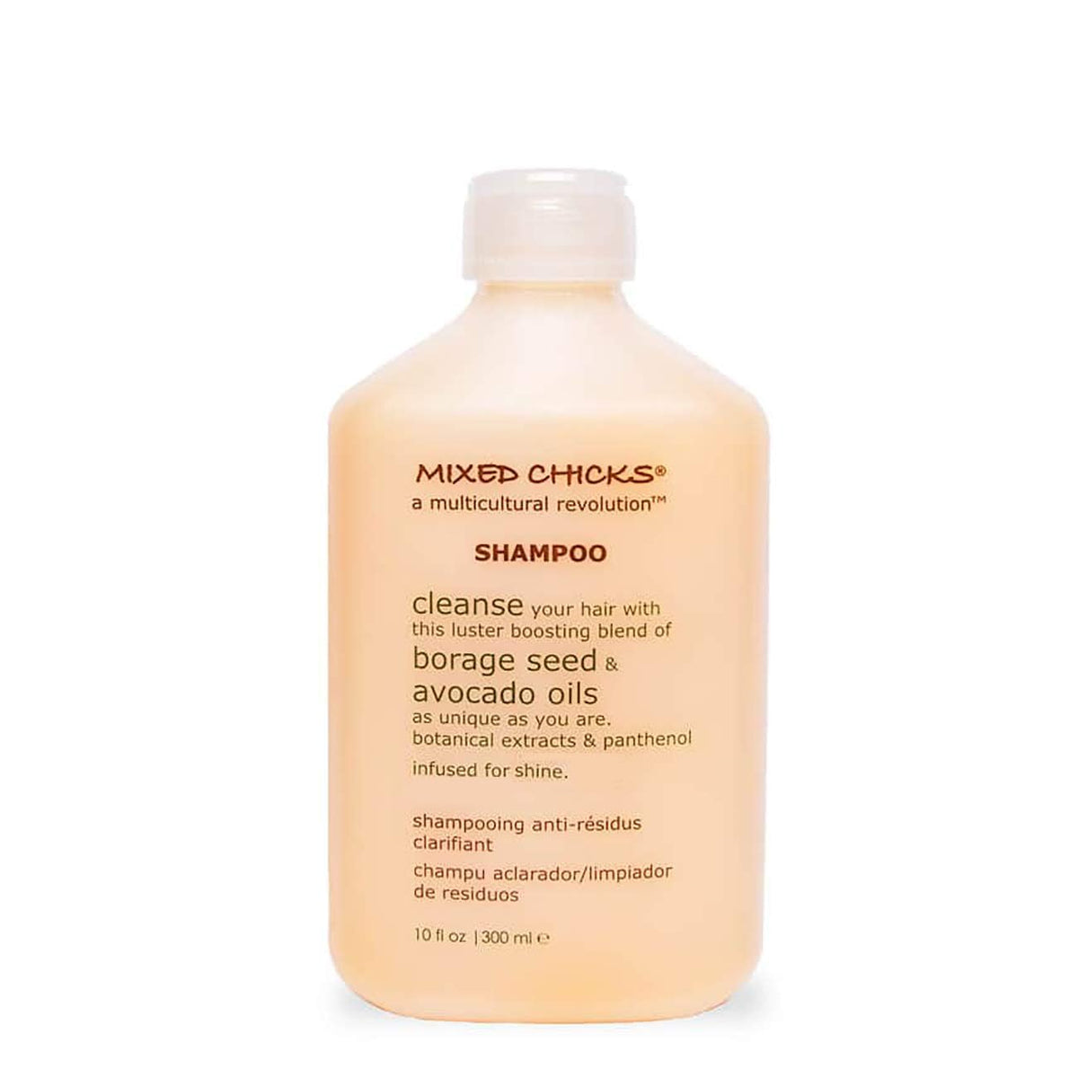 Mixed Chicks front packaging showing clarifying shampoo and benefits