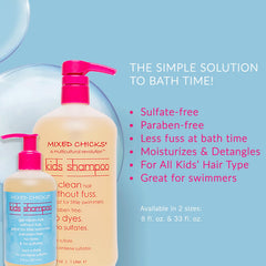 Mixed Chicks shampoo foam swatch demonstrates gentle lather and mild cleansing
