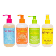 Mixed Chicks front packaging showing four kids hair bottles benefits