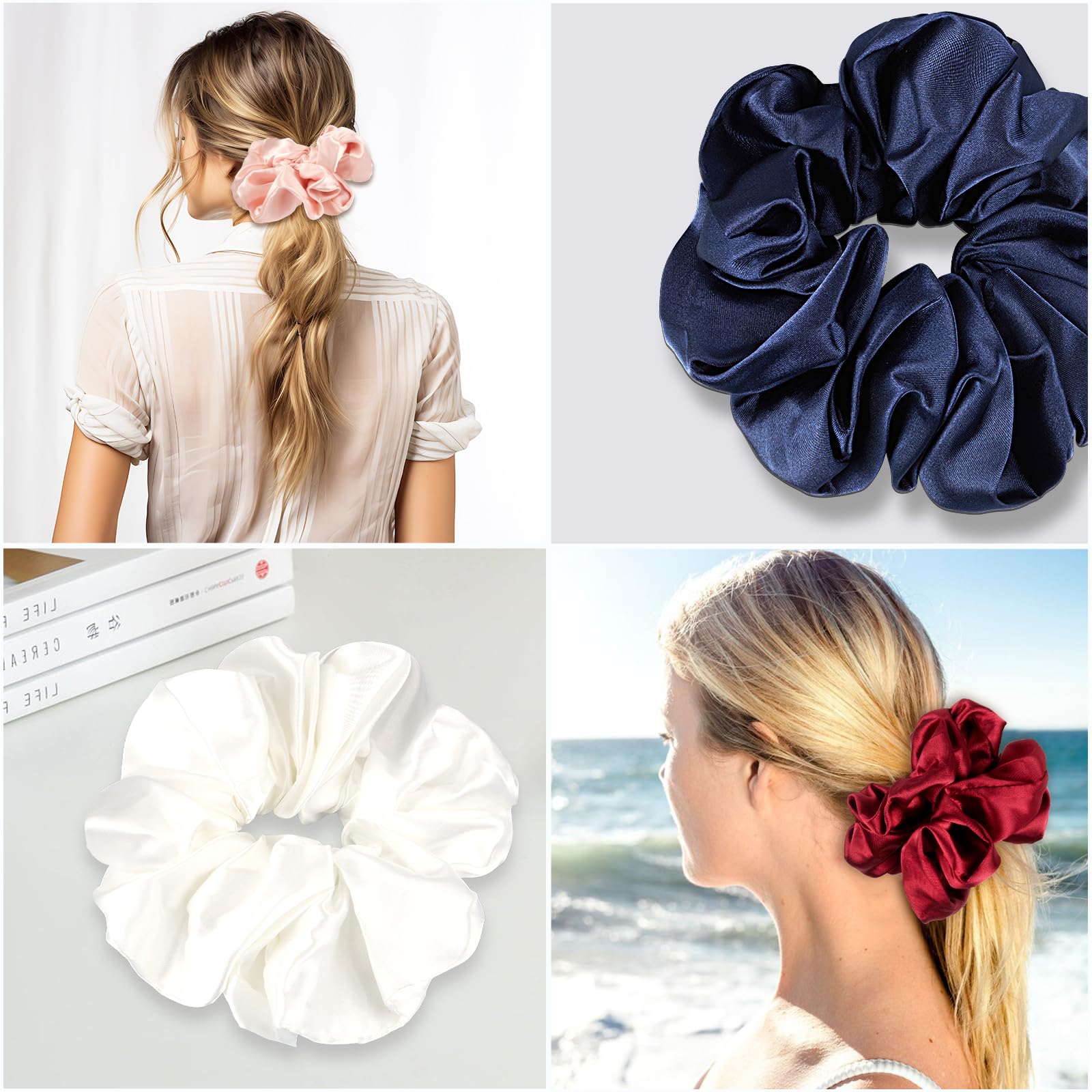 MixS Live scrunchie next to hand for scale showing large size and full-hair coverage benefit