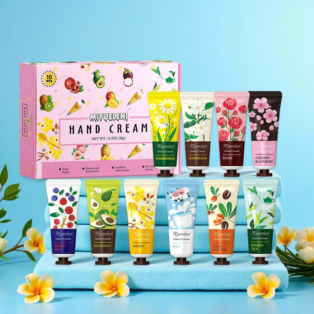 MIYUELENI tubes lined up by scent for quick visual selection and gifting