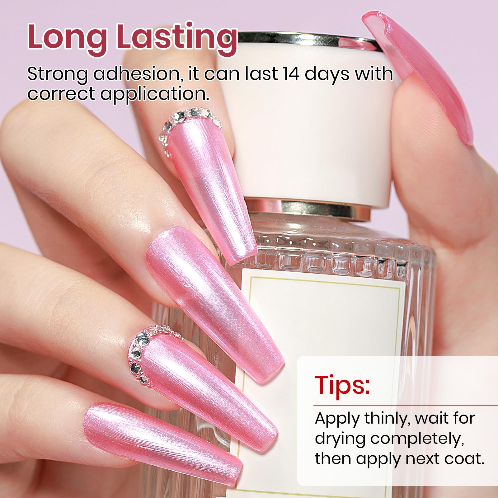 MIZHSE painted fingernails displaying glossy pearl shine and durable finish