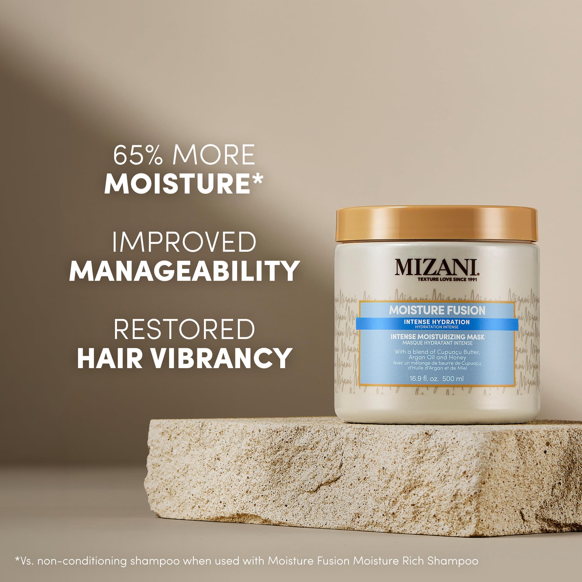 Mizani mask creamy texture close-up highlighting rich hydration