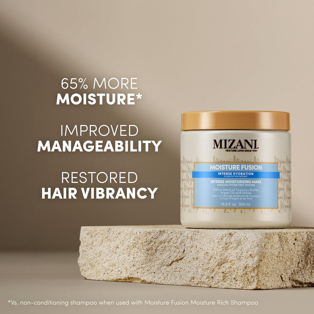 Mizani mask creamy texture close-up highlighting rich hydration