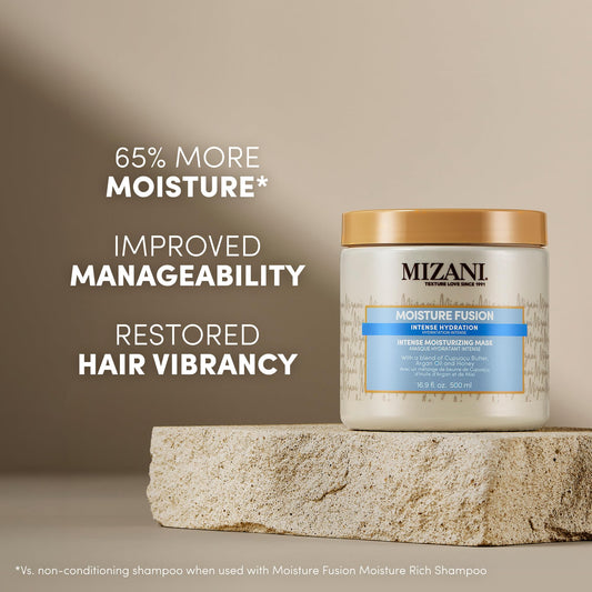 Mizani mask creamy texture close-up highlighting rich hydration