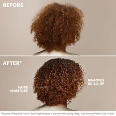 Mizani shampoo lather on curly hair demonstrating gentle cleansing benefit