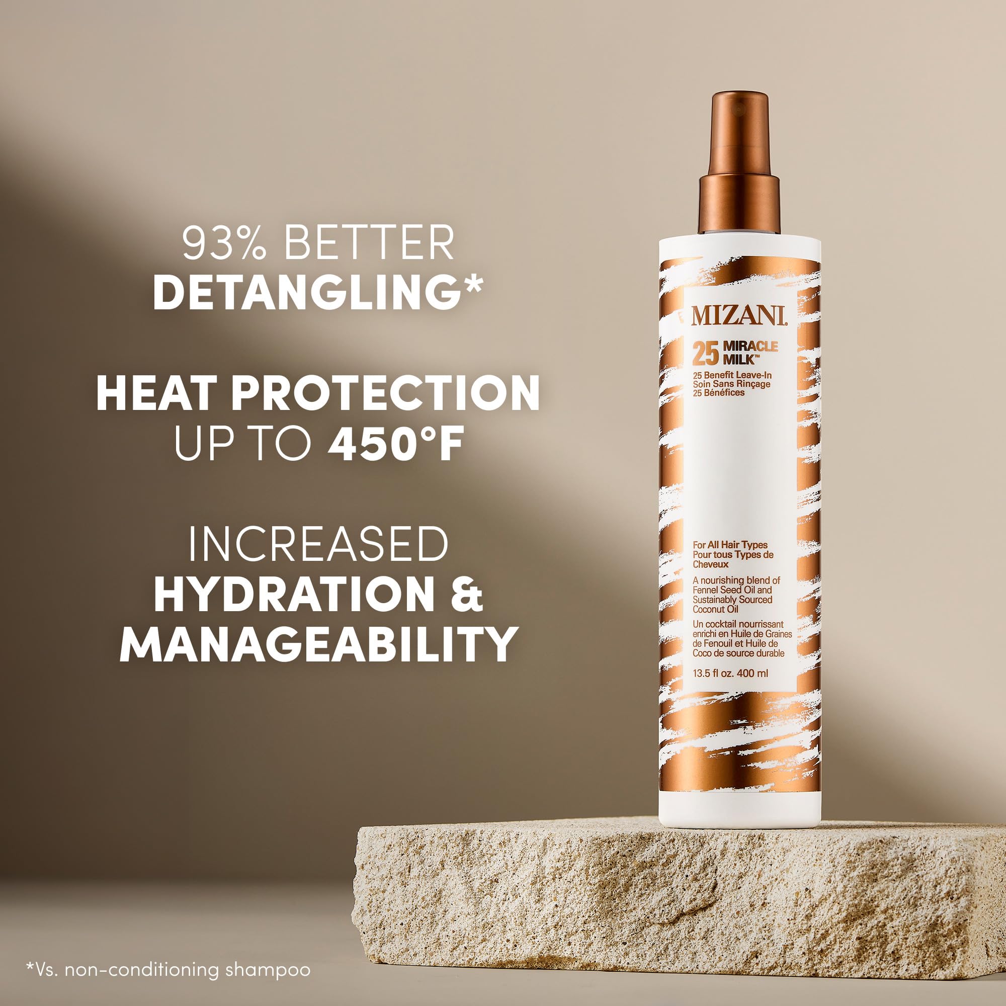 Mizani spray mist close-up demonstrating fine mist for even product distribution