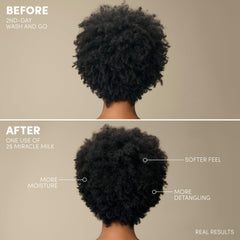 Mizani applied on curly hair showing improved texture and frizz control benefit
