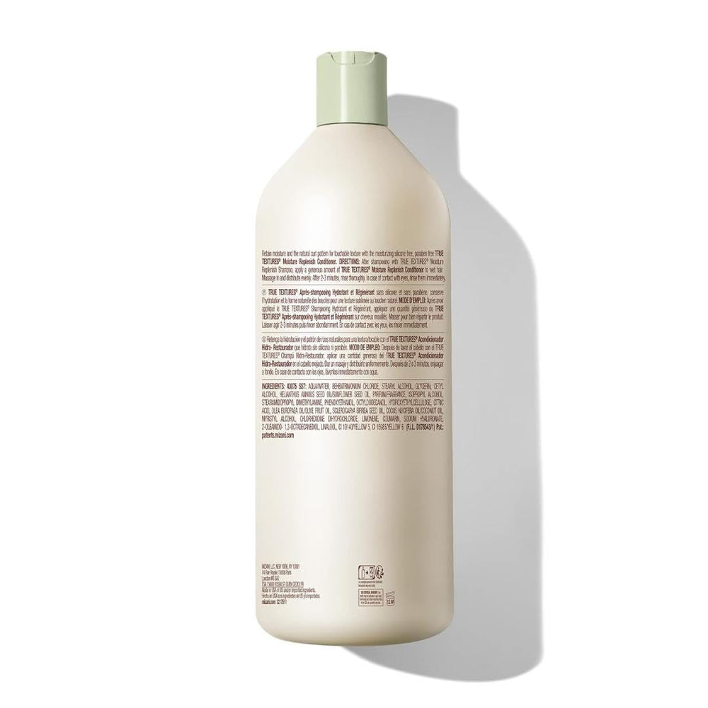 Mizani 33.8 oz bottle beside common items to show scale