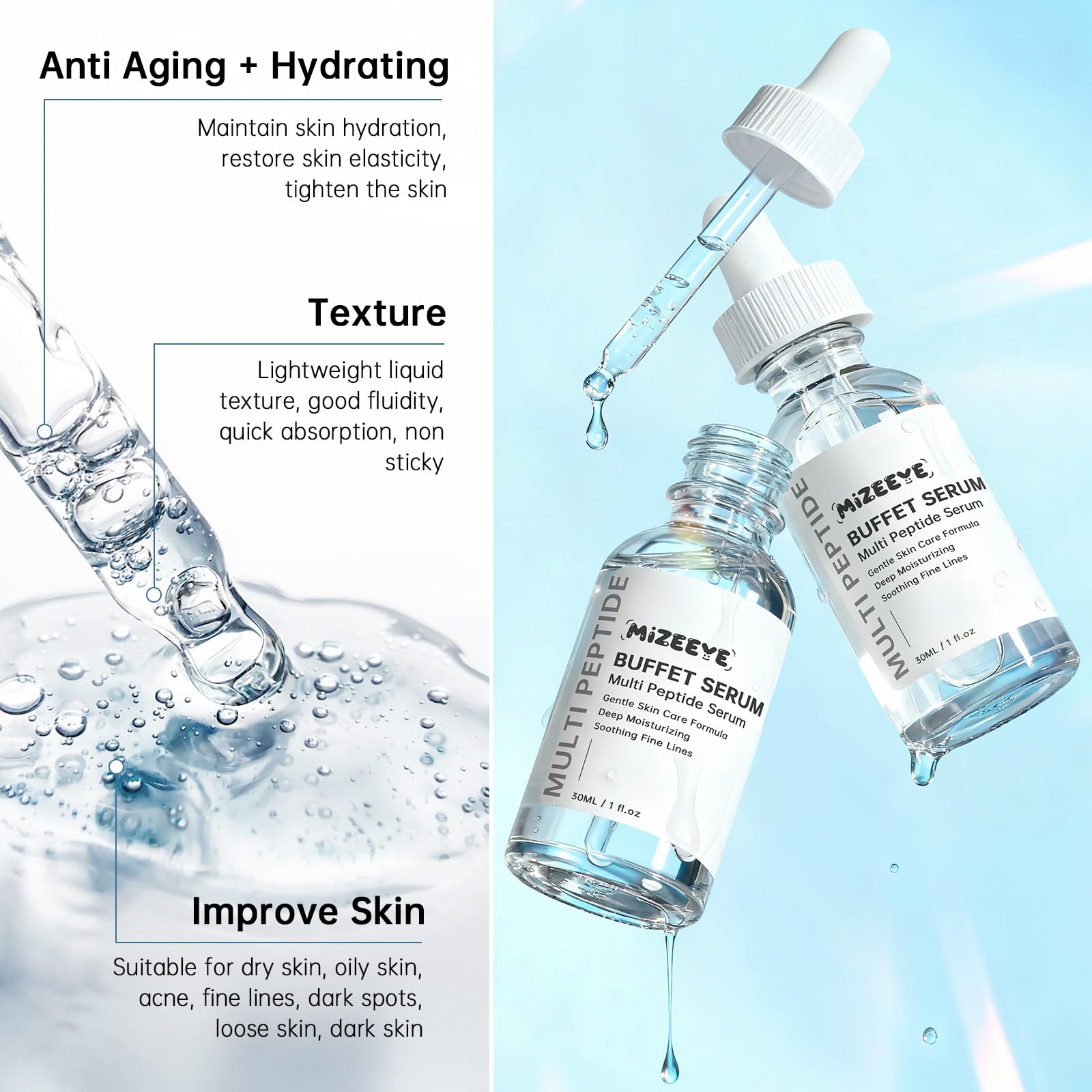 MIZEEYE dropper applying serum in hand for targeted absorption