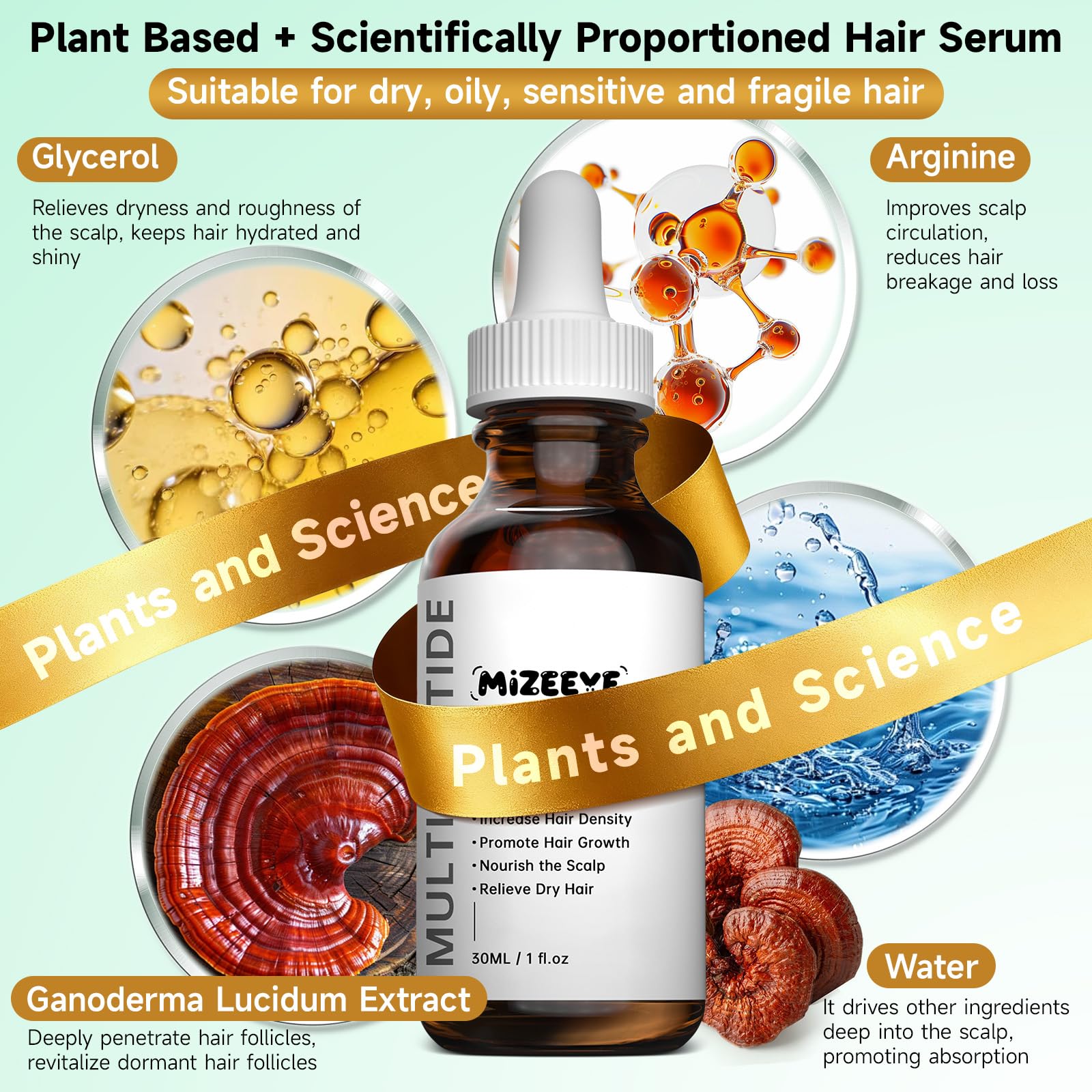 MIZEEYE dropper dispensing serum showing precise application and low waste