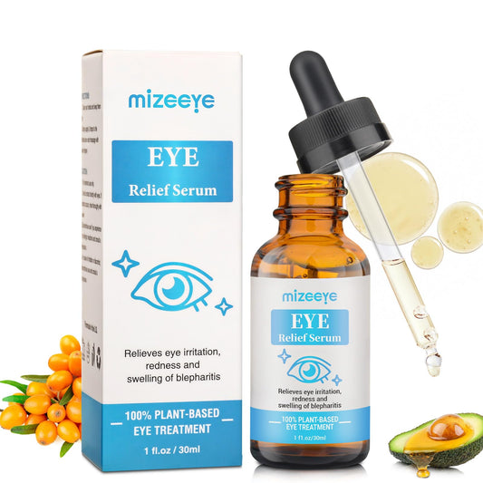 MIZEEYE front bottle shot showing neat packaging and easy dropper application benefit