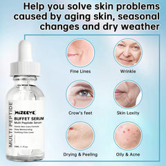 MIZEEYE ingredient label closeup highlighting peptides and acids