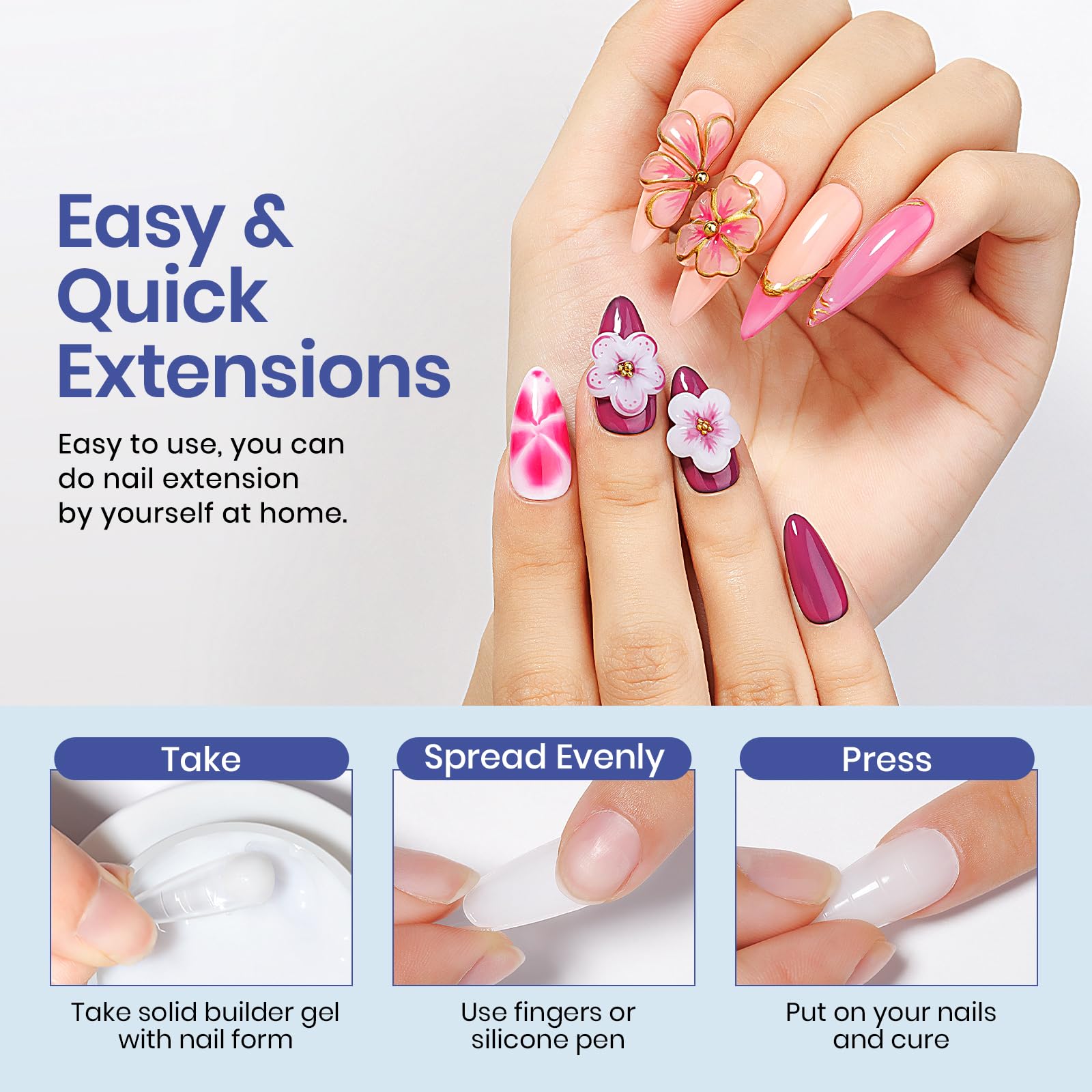 MIZHSE thirty-six nail forms spread out for scalable extension support