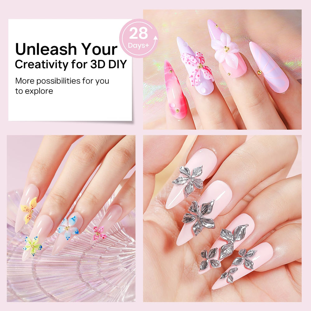 MIZHSE 3D flower applied on nail in use demonstrating raised decorative effect