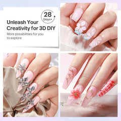 MIZHSE 3D flower sculpted on nail showing raised decorative strength