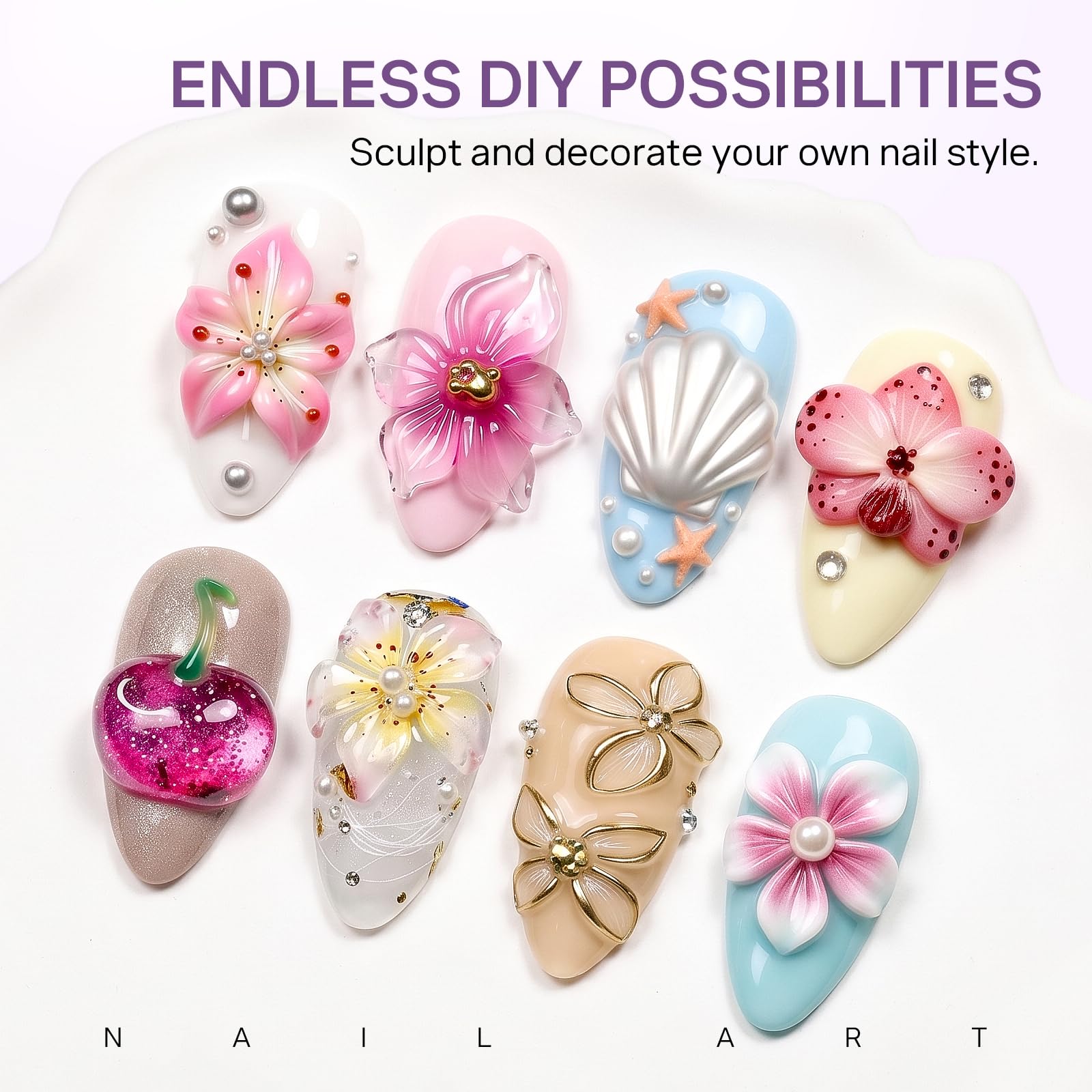 MIZHSE white 3D gel detail displaying easy shaping benefits