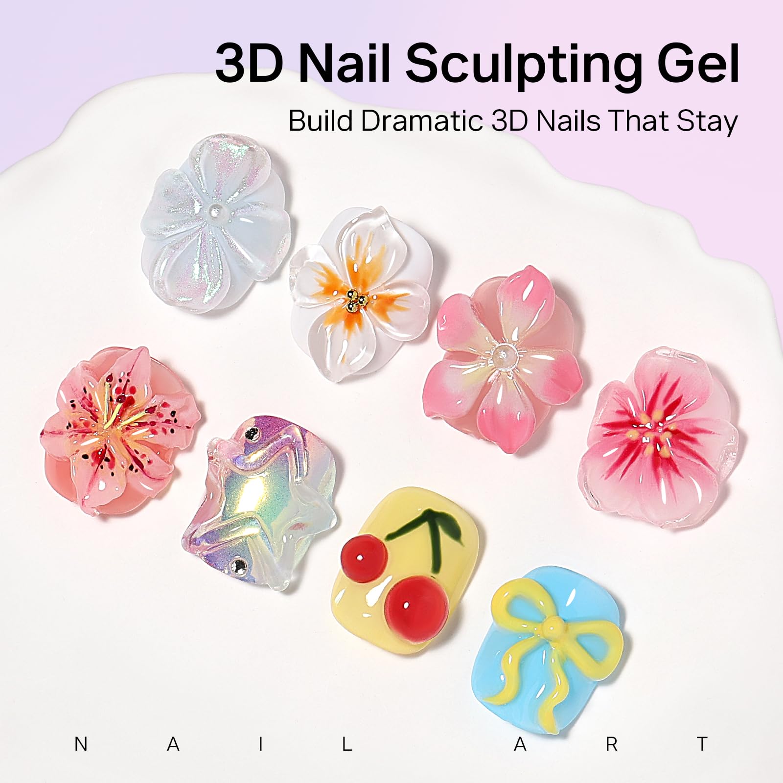 MIZHSE 3D flower detail on nail showcasing raised design durability