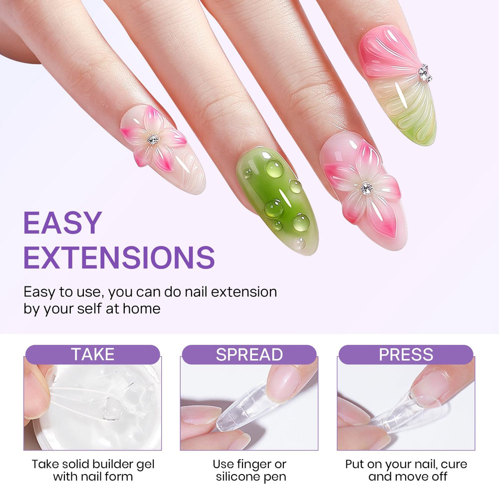 MIZHSE cured nail showcasing a 3D flower and long-lasting finish
