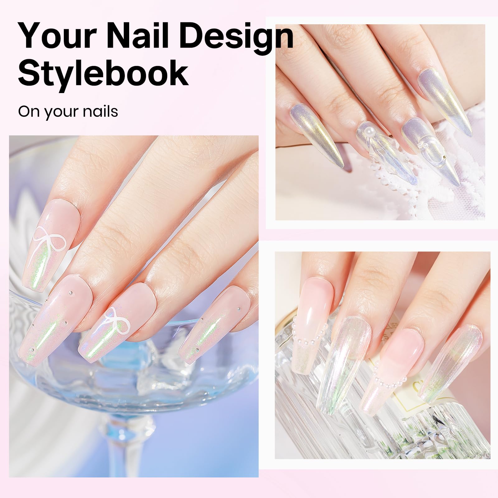 MIZHSE aurora pink on manicured hands in lifestyle scene showing wearable shimmer benefit